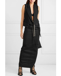Rick Owens Ruched Cotton Jersey Maxi Skirt