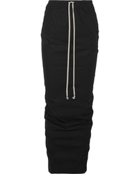 Rick Owens Ruched Cotton Jersey Maxi Skirt