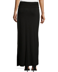Neiman Marcus Shirred Waist Maxi Skirt Black