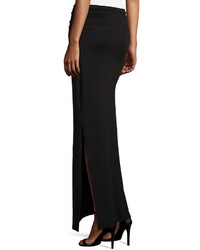 Neiman Marcus Shirred Waist Maxi Skirt Black