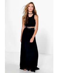 Boohoo Tia Pleated Slinky Maxi Skirt