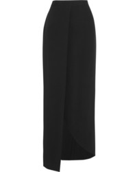 Elie Saab Wrap Effect Crepe Maxi Skirt Black