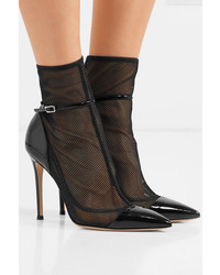 Gianvito Rossi 100 Mesh And Patent Leather Ankle Boots