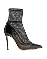 Gianvito Rossi 100 Mesh And Patent Leather Ankle Boots