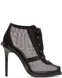 Versus Black Mesh And Suede Lace Up Boots