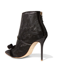 Malone Souliers Claudia 100 Velvet And Med Point Desprit Mesh Ankle Boots