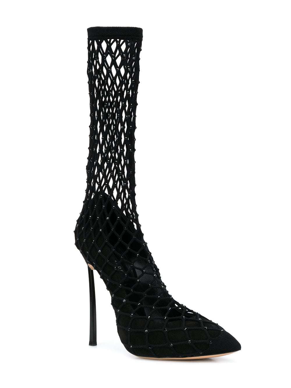black fishnet sock boots