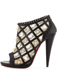 Christian Louboutin Pearly Lattice 120mm Red Sole Bootie Black