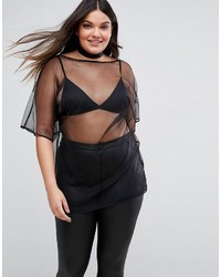 Asos Curve Curve Mesh Top With Knot Back