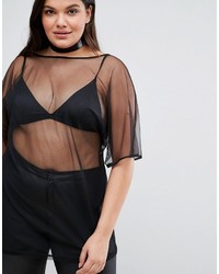 Asos Curve Curve Mesh Top With Knot Back
