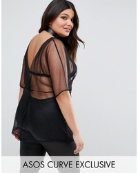 Asos Curve Curve Mesh Top With Knot Back