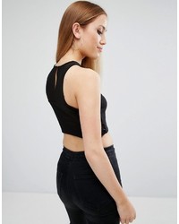 Asos Petite Petite Top With Mesh Insert Lace Up Corset Detail