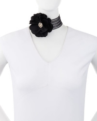 Lydell NYC Statet Flower Mesh Choker Necklace Black