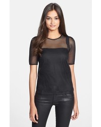 Milly Honeycomb Mesh Tee Black Small