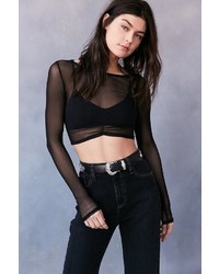 Out From Under Cinched Up Mesh Long Sleeve Cropped Top