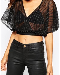 Asos Collection Capelet With Mesh Embellisht