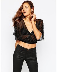 Asos Collection Capelet With Mesh Embellisht