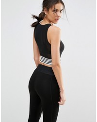 Asos Crop Top In Mesh With Striped Tipping