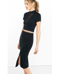 Deep V Mesh Inset Cropped Top