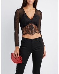 Charlotte Russe Lace Mesh Crop Top