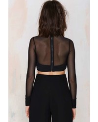 Nasty Gal Rise Of Dawn Double Play Mesh Crop Top