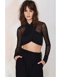 Nasty Gal Rise Of Dawn Double Play Mesh Crop Top