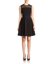 Burberry Mesh Detail Fit  Flare Dress