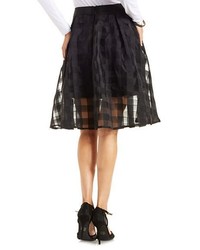 Checkered Organza Full Midi Skirt