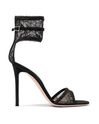 Gianvito Rossi 105 Stretch Lace And Suede Sandals