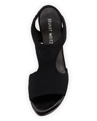 Stuart Weitzman Subgauze Cutout Block Heel Sandal Black
