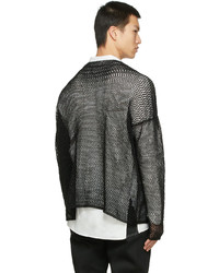 Sulvam Black Knit Mesh Sweatshirt
