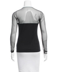 Akris Mesh Accented Long Sleeve Top