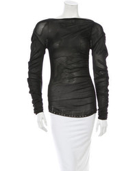 Women's Black Leather Biker Jacket, Black Mesh Long Sleeve T-shirt ...
