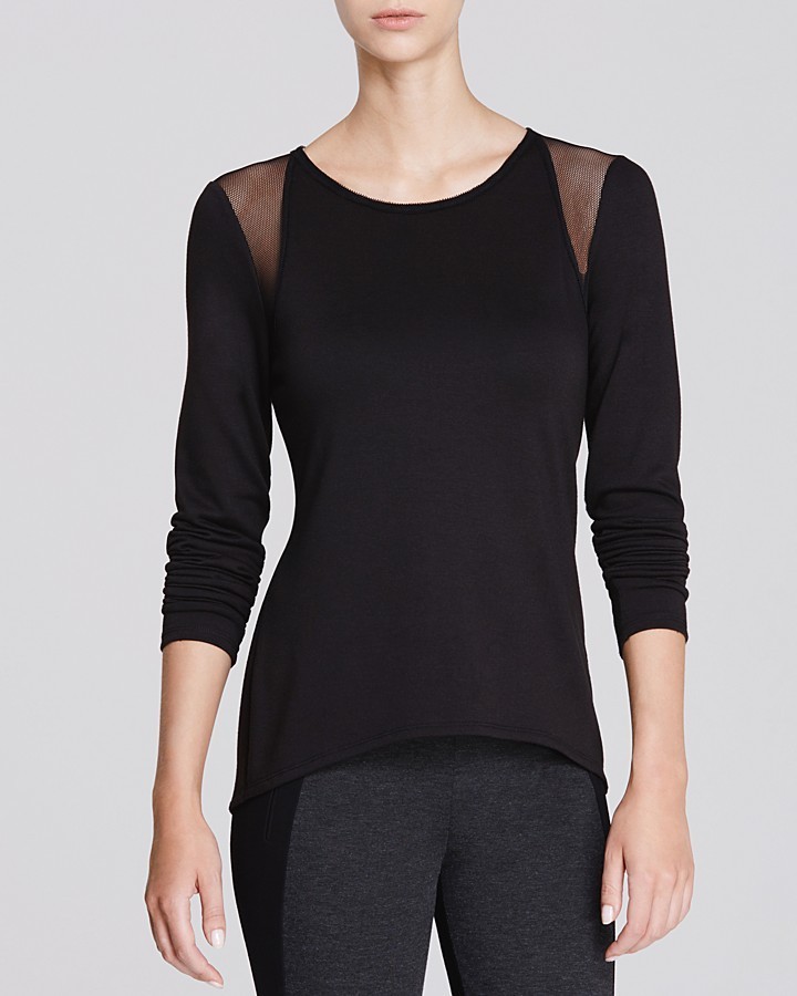 sporty mesh long sleeved t-shirt - Black