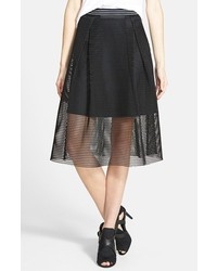 Black Mesh Midi Skirt