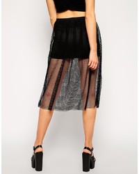 Daisy Street Full Midi Skirt With Mesh Overly