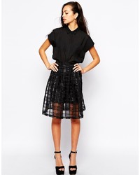 Fashion Union Midi Skirt In Check Mesh