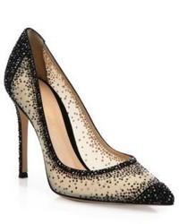 Gianvito Rossi Mesh Crystal Point Toe Pumps