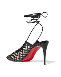 Christian Louboutin Roland Mouret Cage And Curry Mesh And Woven Leather Pumps