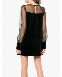 Navro Velvet Mini Dress With Sheer Sleeves