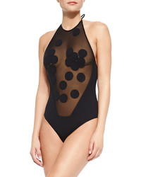 Marysia Dotted Mesh One Piece Swimsuit