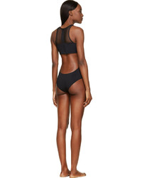 Alexander Wang T By Black Mesh Matte Tricot One Piece Swimsuit