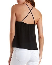 Charlotte Russe Crocheted Faux Leather Mesh Tank Top