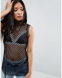 Asos Tank With High Neck In Mesh