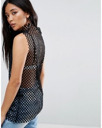 Asos Tank With High Neck In Mesh