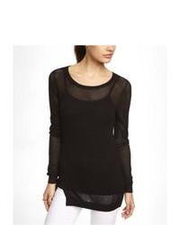 Express Open Mesh Relaxed Tunic Sweater Black Small