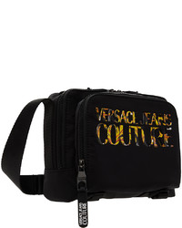 VERSACE JEANS COUTURE Black Bonded Messenger Bag
