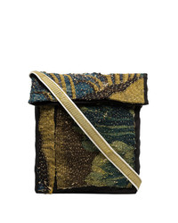 By Walid Black Flemish Tapestry Cotton And Linen Messenger Bag