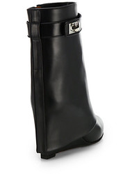 Givenchy Shark Lock Leather Pants Mid Calf Wedge Boots