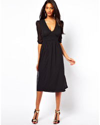 Asos Midi Dress With Rouched Waist Detail